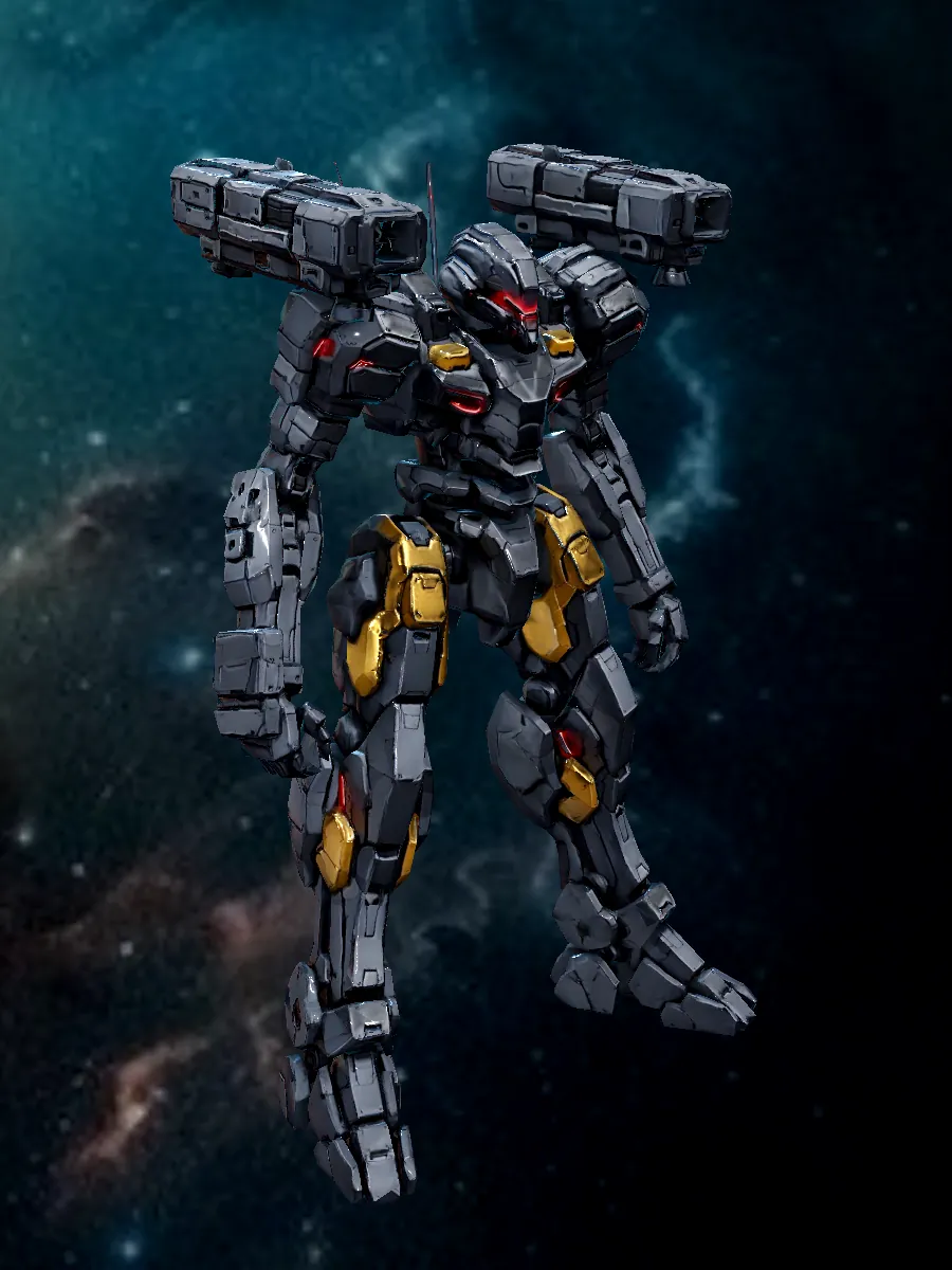 Black & gold frame mech, in-game model